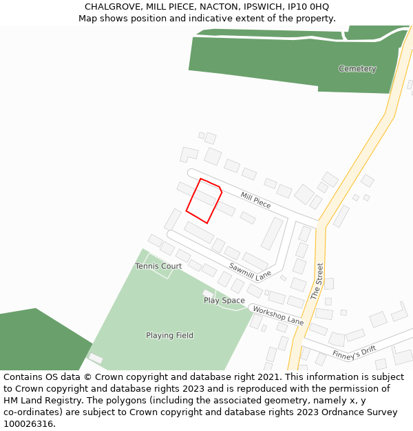 CHALGROVE, MILL PIECE, NACTON, IPSWICH, IP10 0HQ: Location map and indicative extent of plot