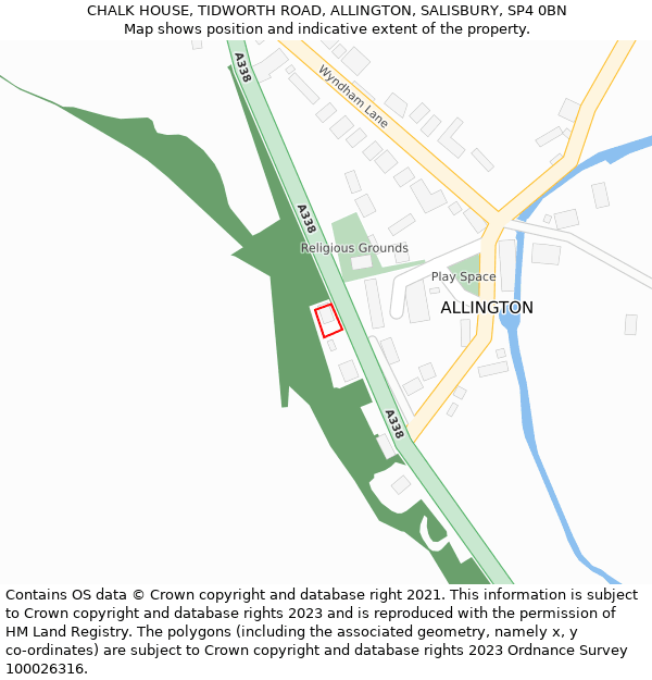 CHALK HOUSE, TIDWORTH ROAD, ALLINGTON, SALISBURY, SP4 0BN: Location map and indicative extent of plot