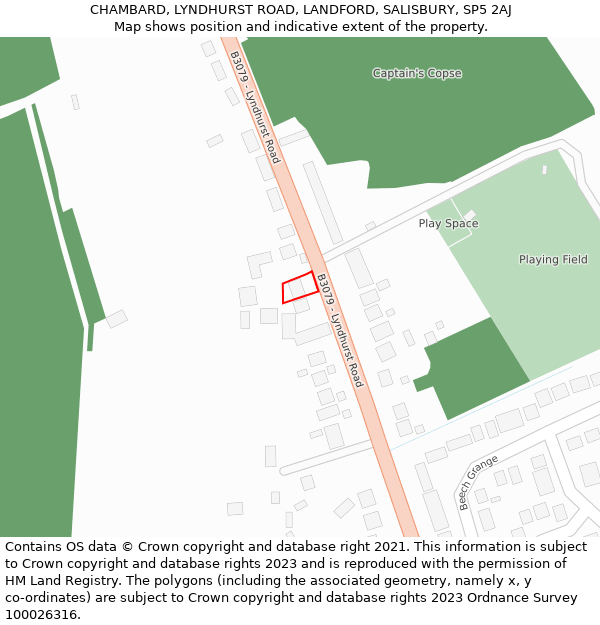 CHAMBARD, LYNDHURST ROAD, LANDFORD, SALISBURY, SP5 2AJ: Location map and indicative extent of plot