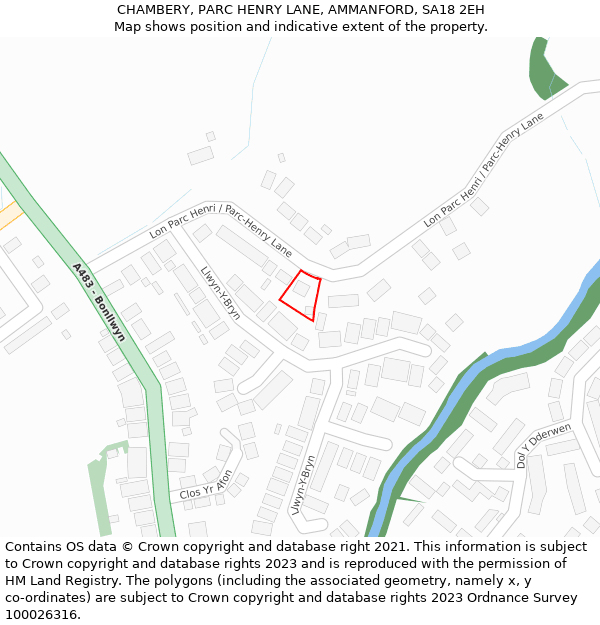 CHAMBERY, PARC HENRY LANE, AMMANFORD, SA18 2EH: Location map and indicative extent of plot