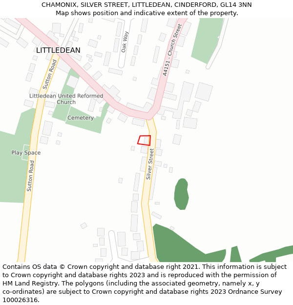 CHAMONIX, SILVER STREET, LITTLEDEAN, CINDERFORD, GL14 3NN: Location map and indicative extent of plot
