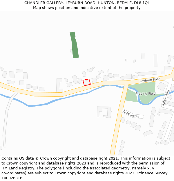 CHANDLER GALLERY, LEYBURN ROAD, HUNTON, BEDALE, DL8 1QL: Location map and indicative extent of plot