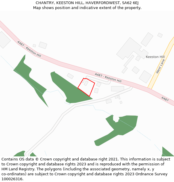 CHANTRY, KEESTON HILL, HAVERFORDWEST, SA62 6EJ: Location map and indicative extent of plot
