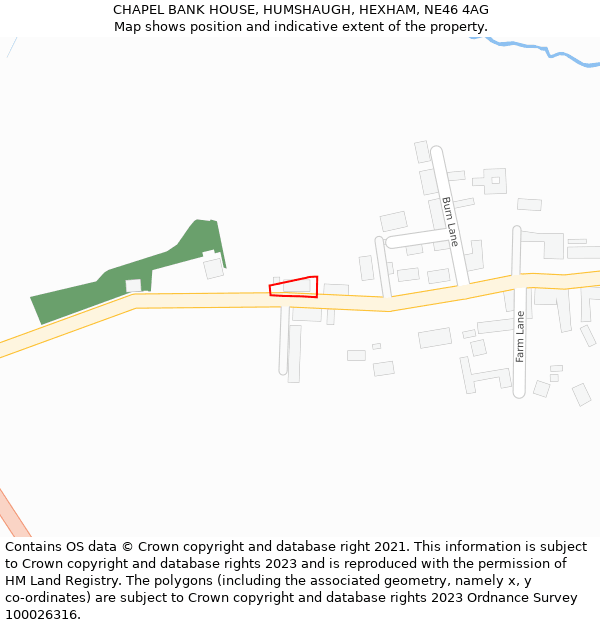 CHAPEL BANK HOUSE, HUMSHAUGH, HEXHAM, NE46 4AG: Location map and indicative extent of plot