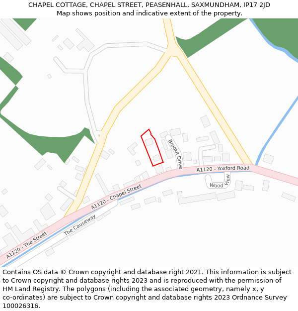 CHAPEL COTTAGE, CHAPEL STREET, PEASENHALL, SAXMUNDHAM, IP17 2JD: Location map and indicative extent of plot