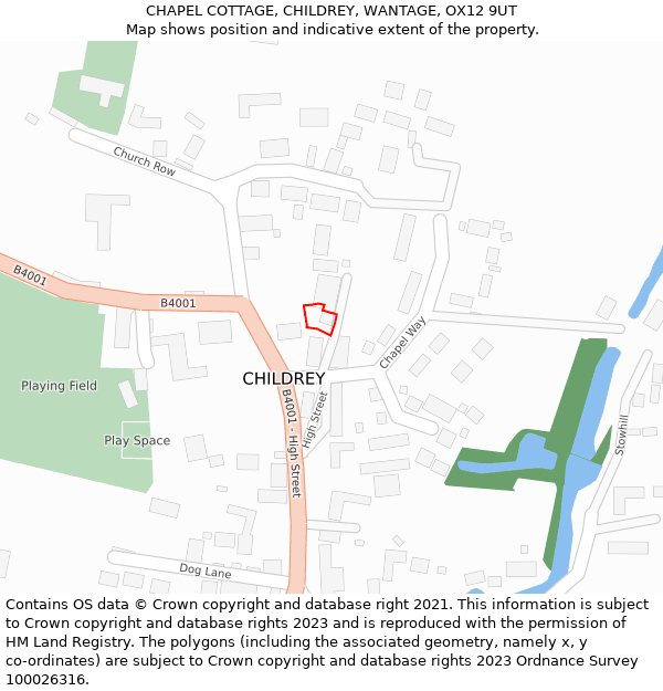 CHAPEL COTTAGE, CHILDREY, WANTAGE, OX12 9UT: Location map and indicative extent of plot