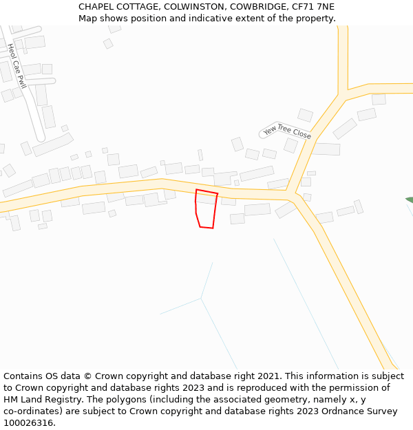 CHAPEL COTTAGE, COLWINSTON, COWBRIDGE, CF71 7NE: Location map and indicative extent of plot