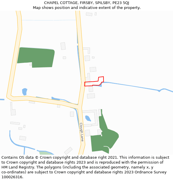 CHAPEL COTTAGE, FIRSBY, SPILSBY, PE23 5QJ: Location map and indicative extent of plot