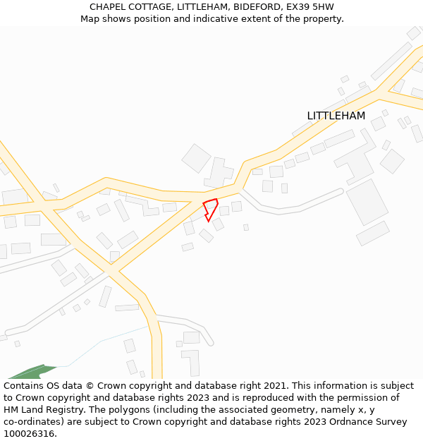 CHAPEL COTTAGE, LITTLEHAM, BIDEFORD, EX39 5HW: Location map and indicative extent of plot