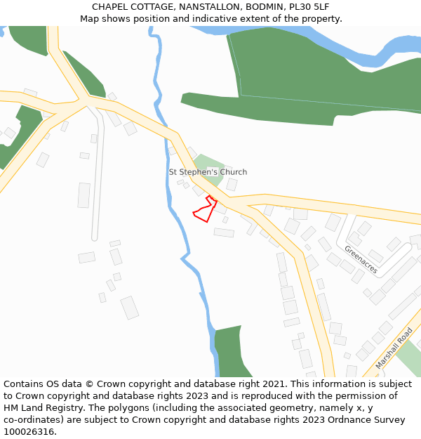 CHAPEL COTTAGE, NANSTALLON, BODMIN, PL30 5LF: Location map and indicative extent of plot