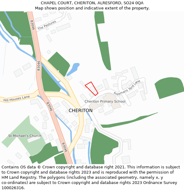 CHAPEL COURT, CHERITON, ALRESFORD, SO24 0QA: Location map and indicative extent of plot