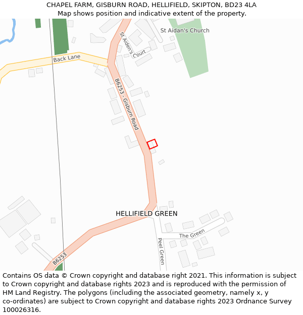 CHAPEL FARM, GISBURN ROAD, HELLIFIELD, SKIPTON, BD23 4LA: Location map and indicative extent of plot