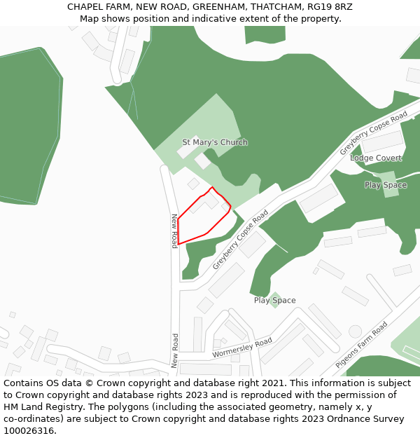 CHAPEL FARM, NEW ROAD, GREENHAM, THATCHAM, RG19 8RZ: Location map and indicative extent of plot