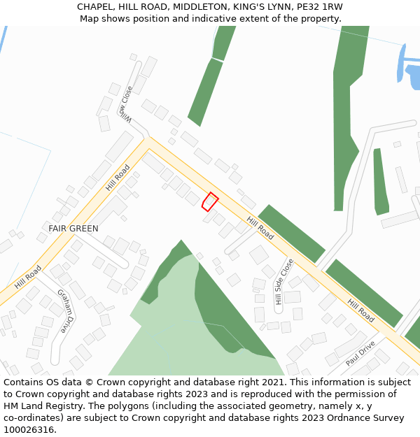 CHAPEL, HILL ROAD, MIDDLETON, KING'S LYNN, PE32 1RW: Location map and indicative extent of plot