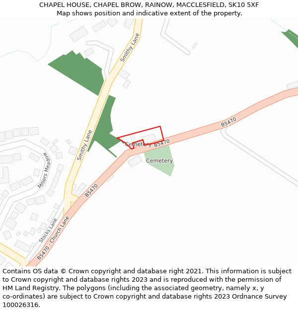 CHAPEL HOUSE, CHAPEL BROW, RAINOW, MACCLESFIELD, SK10 5XF: Location map and indicative extent of plot