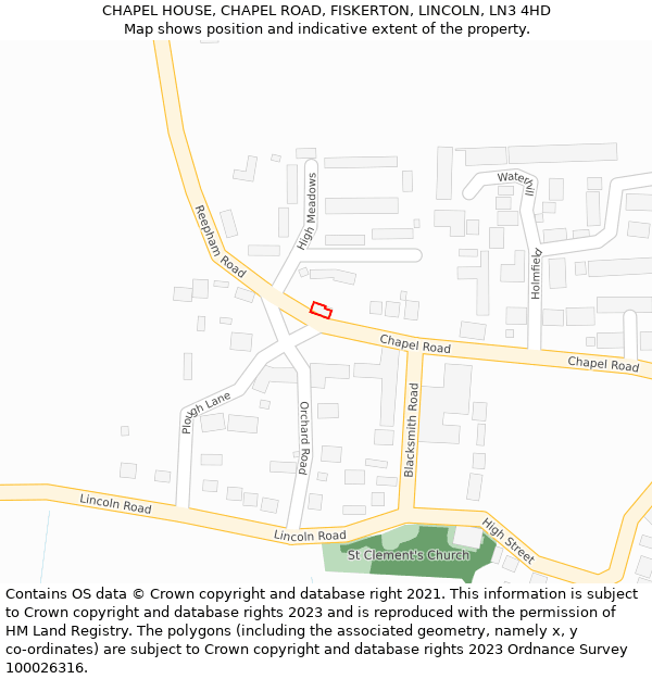 CHAPEL HOUSE, CHAPEL ROAD, FISKERTON, LINCOLN, LN3 4HD: Location map and indicative extent of plot