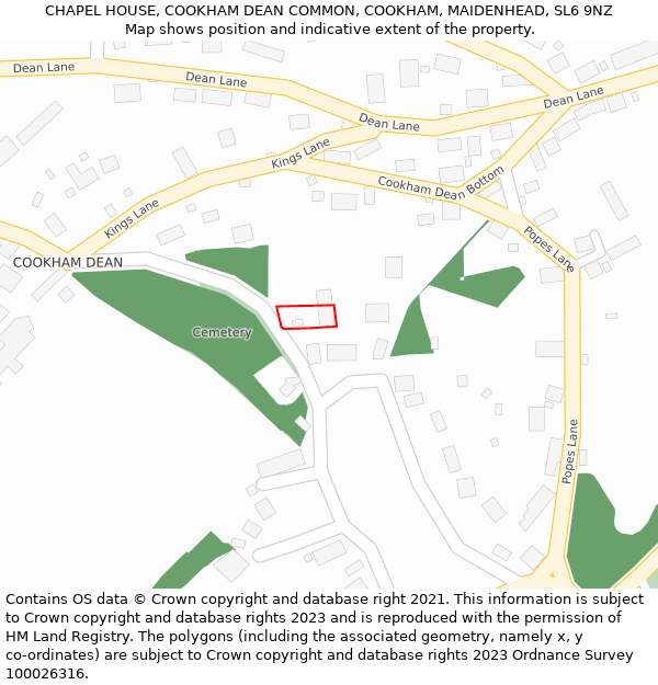CHAPEL HOUSE, COOKHAM DEAN COMMON, COOKHAM, MAIDENHEAD, SL6 9NZ: Location map and indicative extent of plot