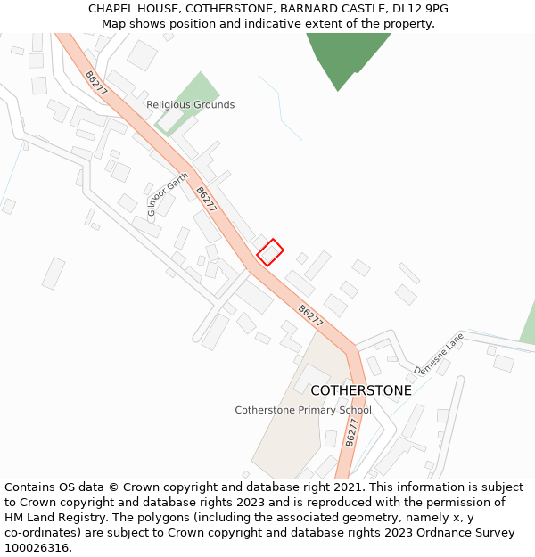 CHAPEL HOUSE, COTHERSTONE, BARNARD CASTLE, DL12 9PG: Location map and indicative extent of plot