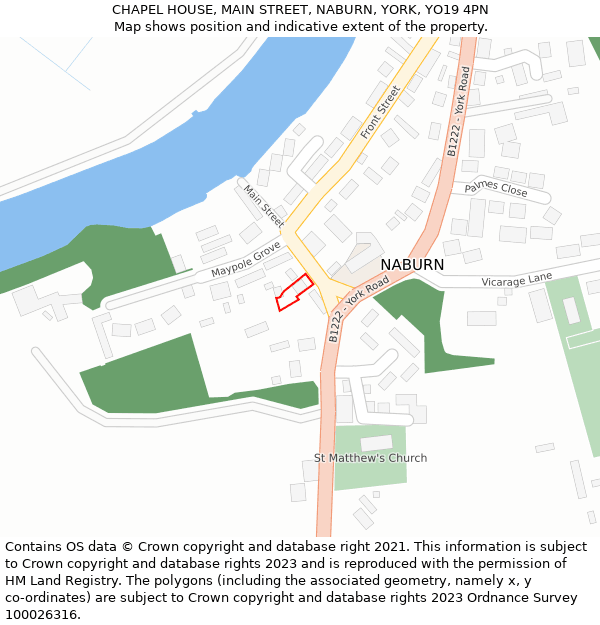 CHAPEL HOUSE, MAIN STREET, NABURN, YORK, YO19 4PN: Location map and indicative extent of plot