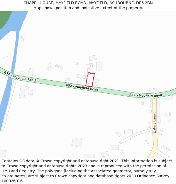 CHAPEL HOUSE, MAYFIELD ROAD, MAYFIELD, ASHBOURNE, DE6 2BN: Location map and indicative extent of plot