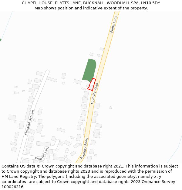 CHAPEL HOUSE, PLATTS LANE, BUCKNALL, WOODHALL SPA, LN10 5DY: Location map and indicative extent of plot