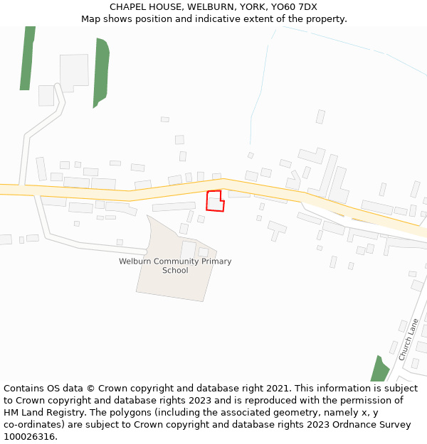 CHAPEL HOUSE, WELBURN, YORK, YO60 7DX: Location map and indicative extent of plot