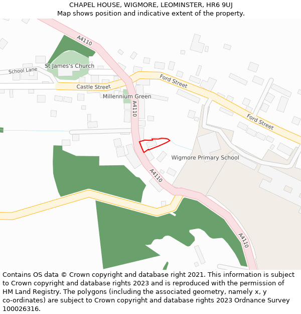 CHAPEL HOUSE, WIGMORE, LEOMINSTER, HR6 9UJ: Location map and indicative extent of plot