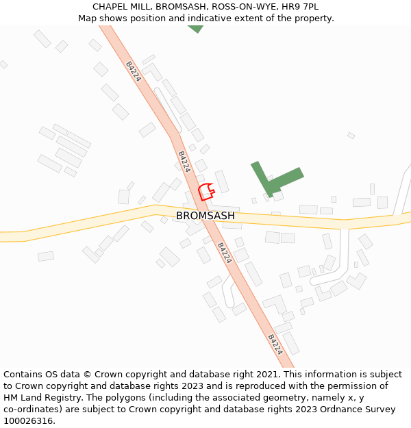 CHAPEL MILL, BROMSASH, ROSS-ON-WYE, HR9 7PL: Location map and indicative extent of plot