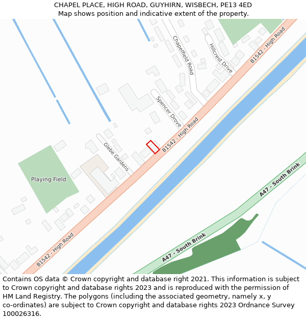 CHAPEL PLACE, HIGH ROAD, GUYHIRN, WISBECH, PE13 4ED: Location map and indicative extent of plot