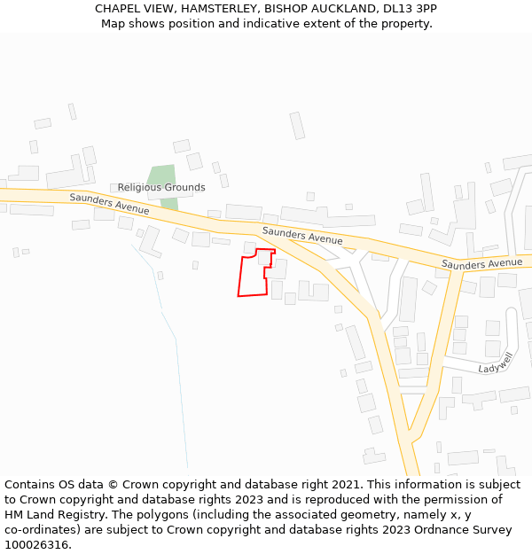 CHAPEL VIEW, HAMSTERLEY, BISHOP AUCKLAND, DL13 3PP: Location map and indicative extent of plot