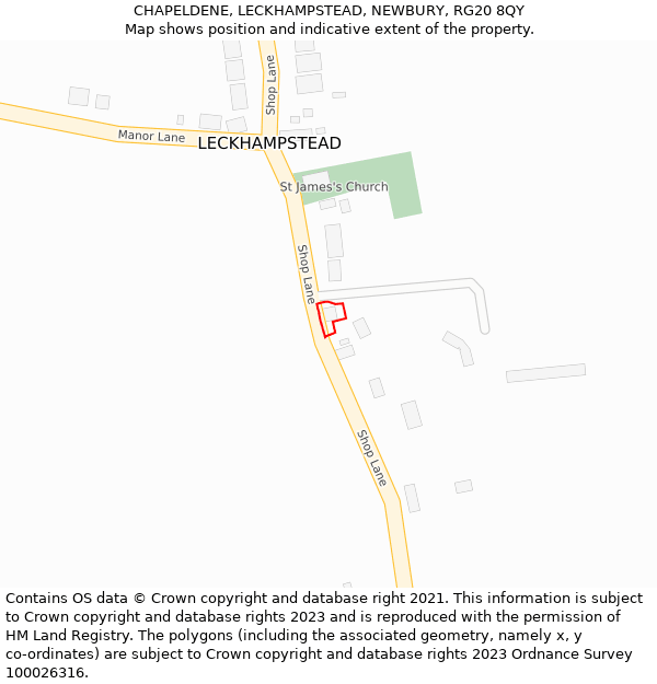 CHAPELDENE, LECKHAMPSTEAD, NEWBURY, RG20 8QY: Location map and indicative extent of plot