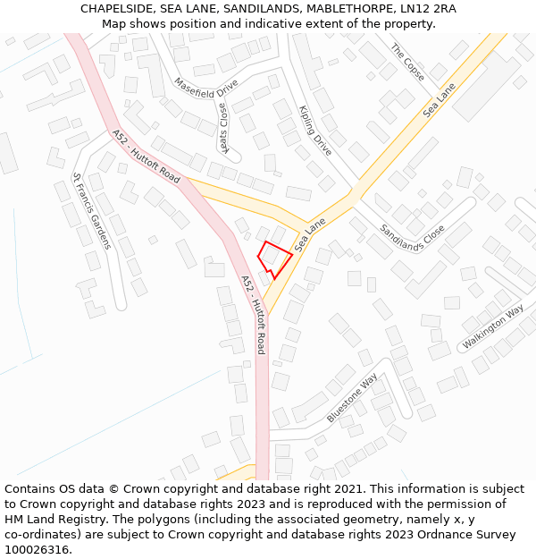 CHAPELSIDE, SEA LANE, SANDILANDS, MABLETHORPE, LN12 2RA: Location map and indicative extent of plot