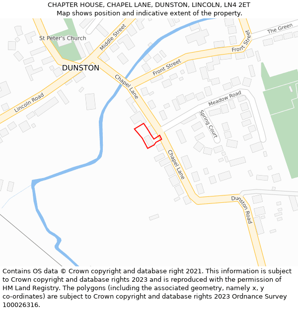 CHAPTER HOUSE, CHAPEL LANE, DUNSTON, LINCOLN, LN4 2ET: Location map and indicative extent of plot