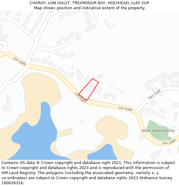 CHARAY, LON ISALLT, TREARDDUR BAY, HOLYHEAD, LL65 2UP: Location map and indicative extent of plot