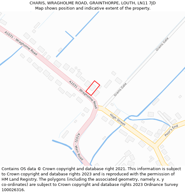 CHARIS, WRAGHOLME ROAD, GRAINTHORPE, LOUTH, LN11 7JD: Location map and indicative extent of plot