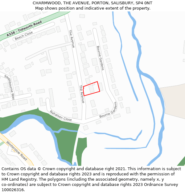 CHARMWOOD, THE AVENUE, PORTON, SALISBURY, SP4 0NT: Location map and indicative extent of plot