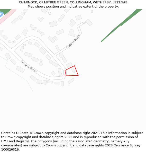 CHARNOCK, CRABTREE GREEN, COLLINGHAM, WETHERBY, LS22 5AB: Location map and indicative extent of plot