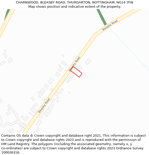 CHARNWOOD, BLEASBY ROAD, THURGARTON, NOTTINGHAM, NG14 7FW: Location map and indicative extent of plot