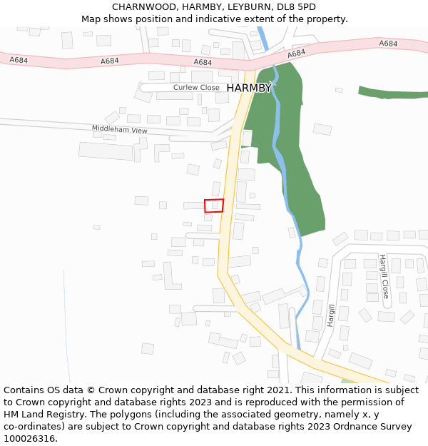 CHARNWOOD, HARMBY, LEYBURN, DL8 5PD: Location map and indicative extent of plot