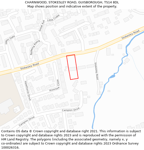 CHARNWOOD, STOKESLEY ROAD, GUISBOROUGH, TS14 8DL: Location map and indicative extent of plot