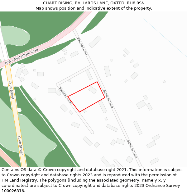 CHART RISING, BALLARDS LANE, OXTED, RH8 0SN: Location map and indicative extent of plot