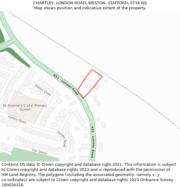 CHARTLEY, LONDON ROAD, WESTON, STAFFORD, ST18 0JS: Location map and indicative extent of plot