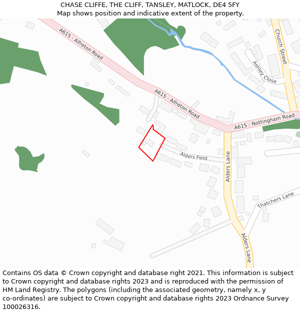 CHASE CLIFFE, THE CLIFF, TANSLEY, MATLOCK, DE4 5FY: Location map and indicative extent of plot