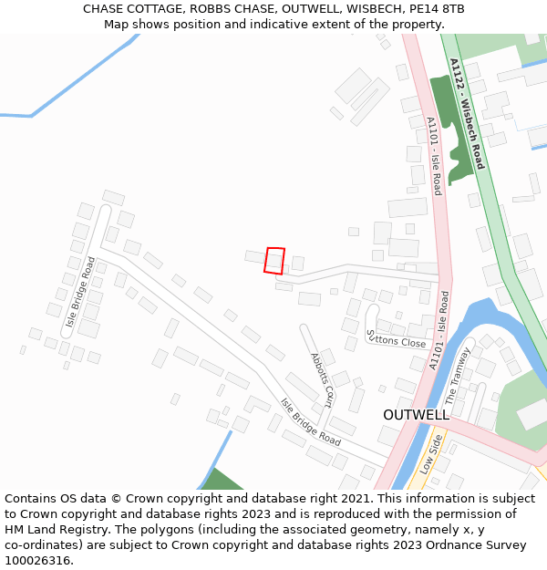 CHASE COTTAGE, ROBBS CHASE, OUTWELL, WISBECH, PE14 8TB: Location map and indicative extent of plot