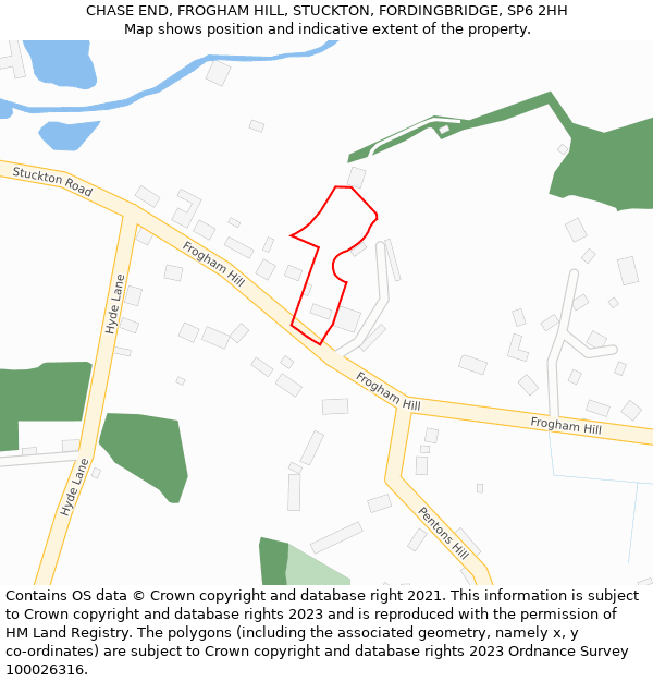 CHASE END, FROGHAM HILL, STUCKTON, FORDINGBRIDGE, SP6 2HH: Location map and indicative extent of plot