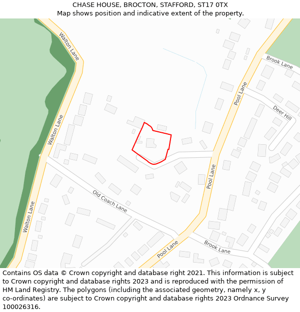 CHASE HOUSE, BROCTON, STAFFORD, ST17 0TX: Location map and indicative extent of plot