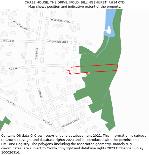 CHASE HOUSE, THE DRIVE, IFOLD, BILLINGSHURST, RH14 0TD: Location map and indicative extent of plot