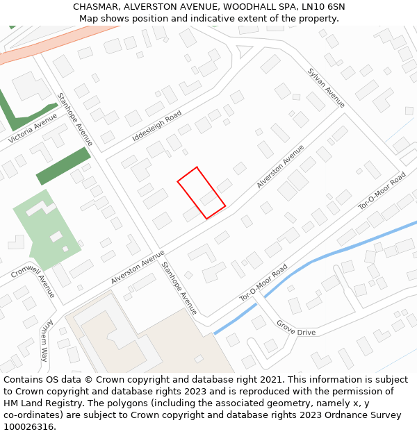 CHASMAR, ALVERSTON AVENUE, WOODHALL SPA, LN10 6SN: Location map and indicative extent of plot