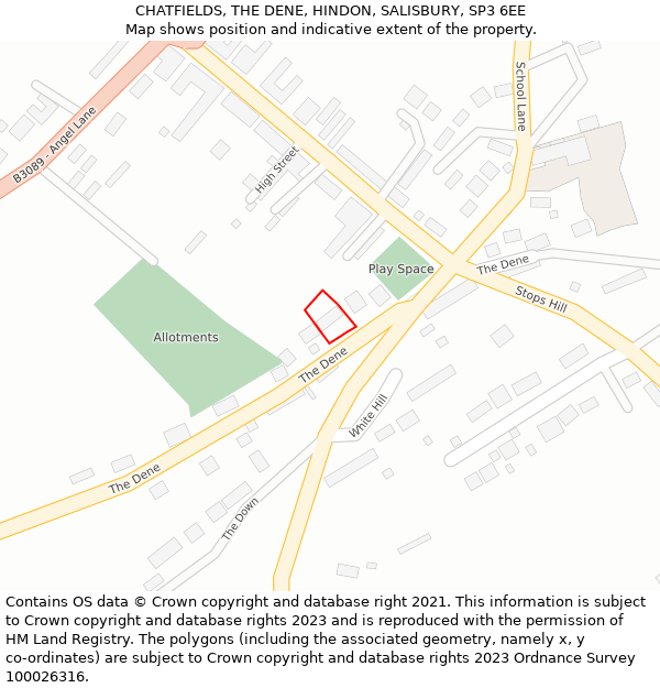 CHATFIELDS, THE DENE, HINDON, SALISBURY, SP3 6EE: Location map and indicative extent of plot