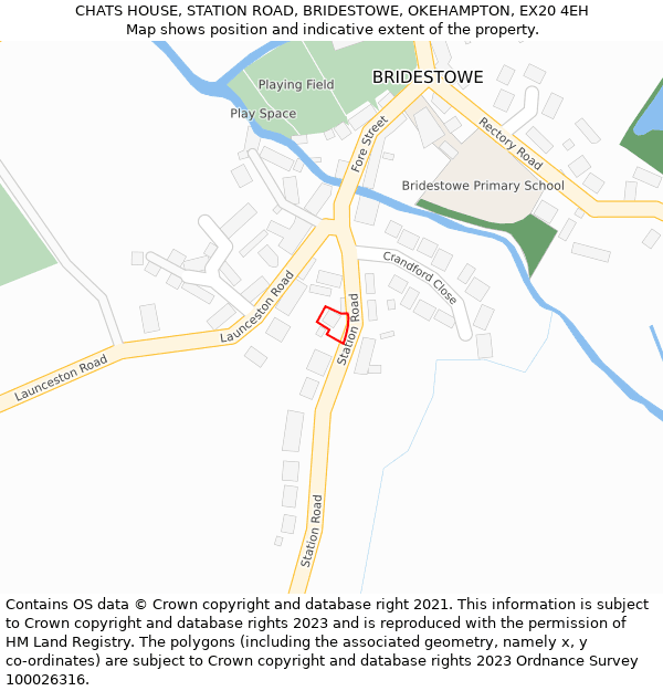 CHATS HOUSE, STATION ROAD, BRIDESTOWE, OKEHAMPTON, EX20 4EH: Location map and indicative extent of plot